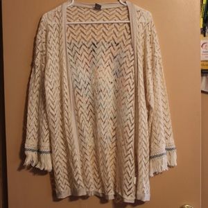 Cream Kimono with fringe
